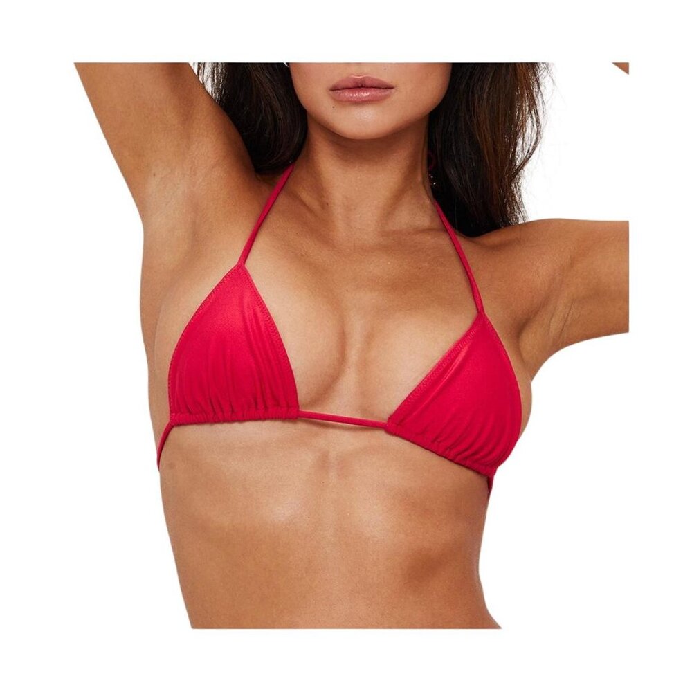 NWT Sunkissed Womens Le Triangle Bikini Top Swim Cherry Red S